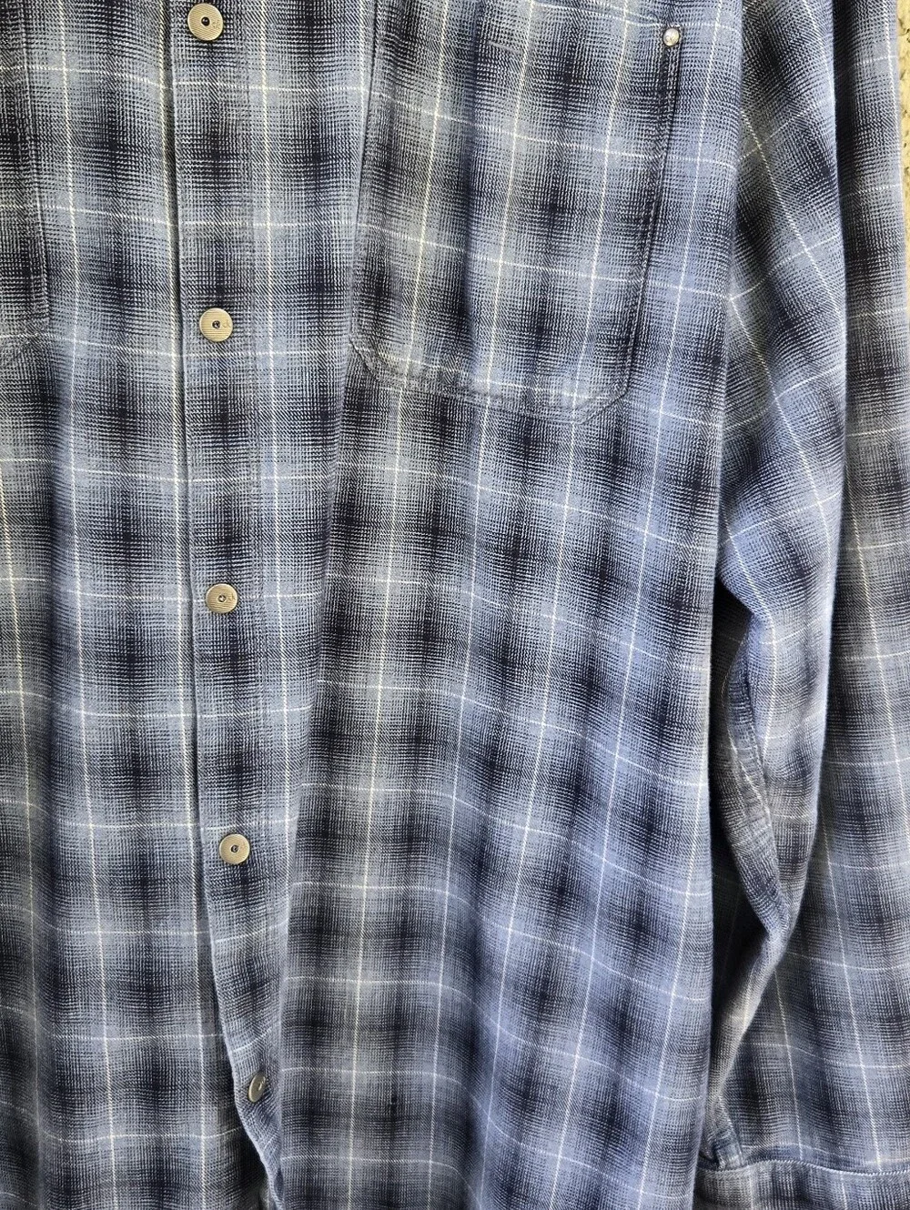 Calvin Klein Jeans Men's Navy and Black Plaid Button-Down Shirt